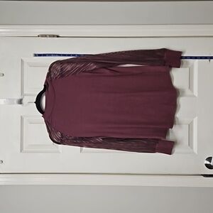 Women's Fall Crewneck Mesh Lace Long Sleeve Ribbed Knit Blouses Solid Co